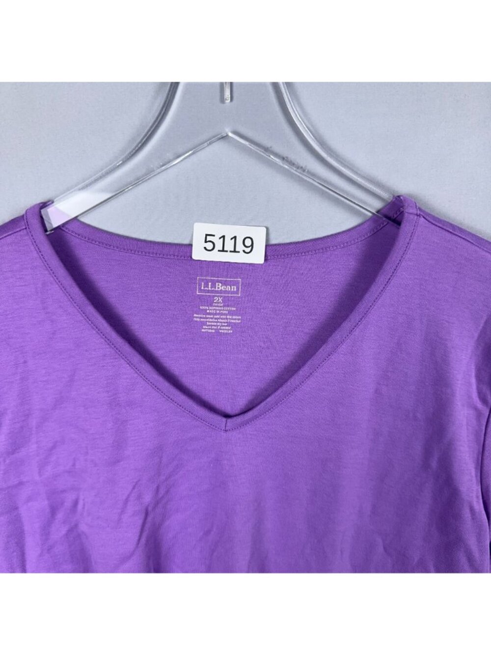 L.L. Bean T-Shirt Size 2X Purple V-Neck 100% Supima Cotton Short Sleeves - Picture 12 of 12